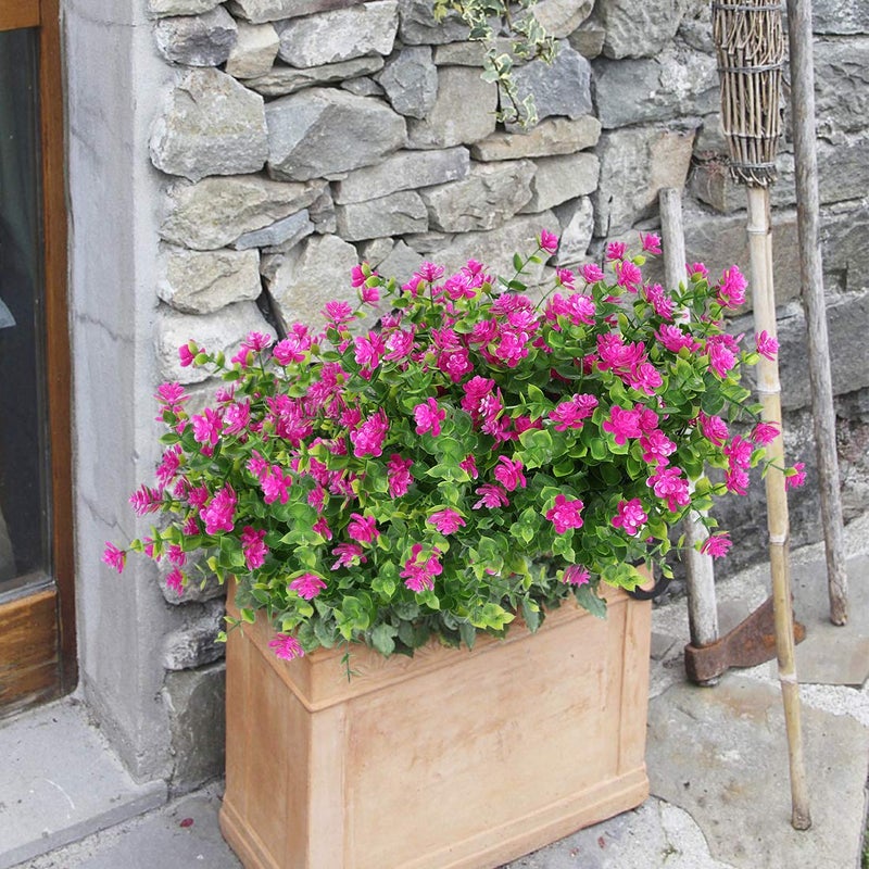 HAPLIA 6 Bundles Artificial Flowers, Fake Artificial Greenery UV Resistant No Fade Faux Plastic Plants for Wedding Bridle Bouquet Indoor Outdoor Home Garden Kitchen Office Table Vase (Fuchsia) - Image 4